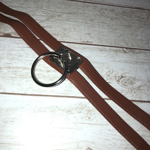 Brown Faux Leather Double Straps O Ring Choker - Picture 6 of 8